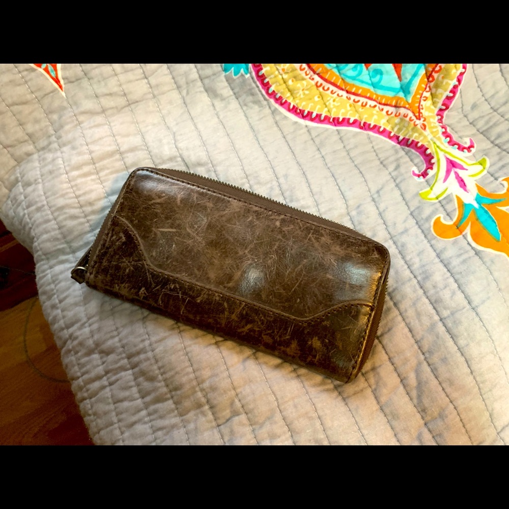 Distressed leather Frye wallet. Gently used